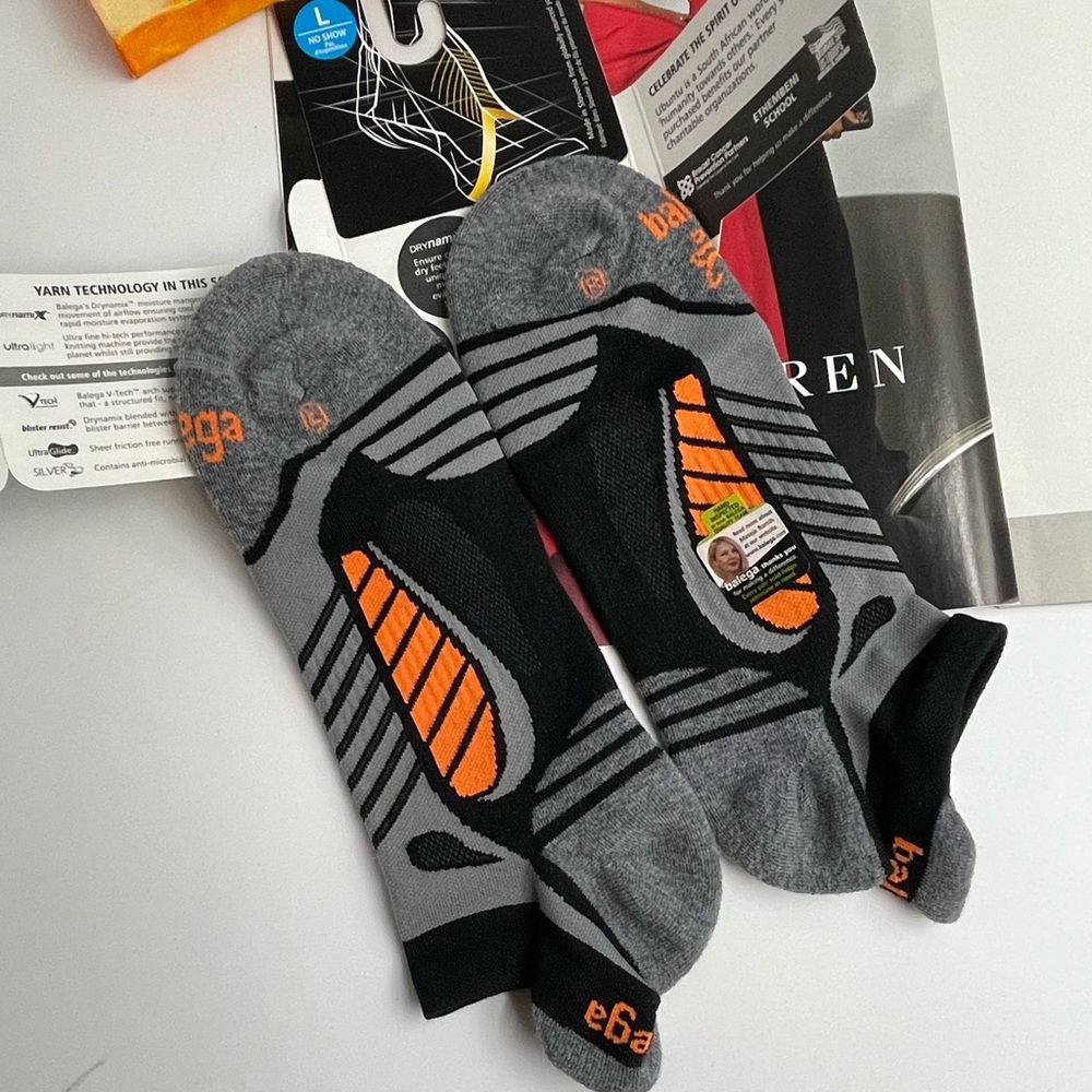 Balega UltraLight No Show Socks Black and Grey Heather